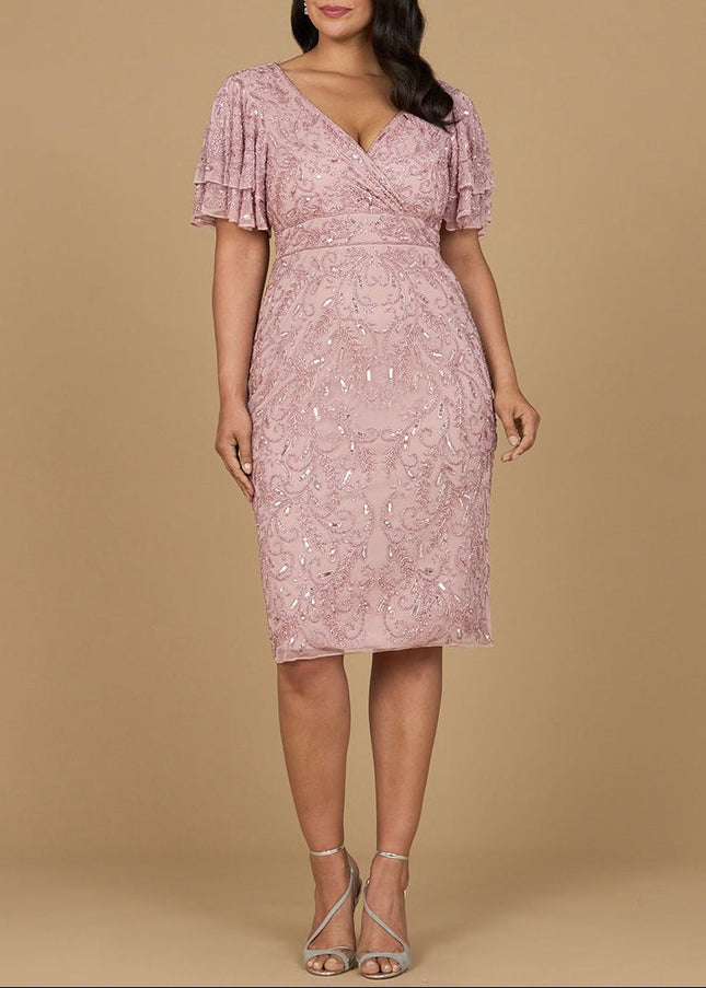 Beaded Midi Dress with Cape Sleeves