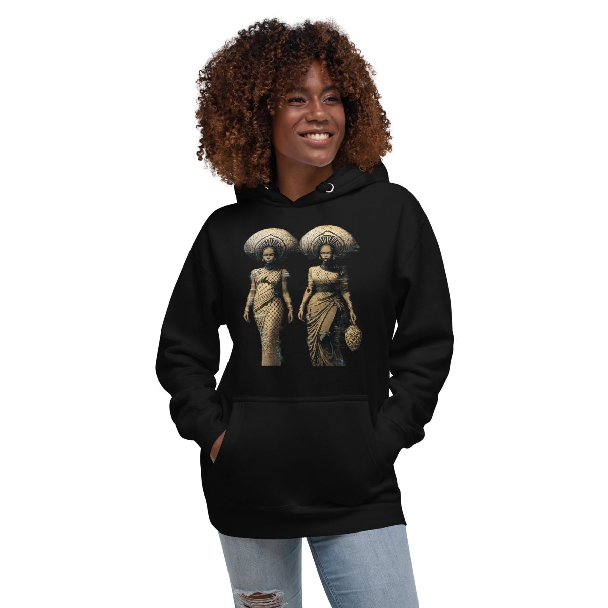 Afro - Futuristic Glitch Art Hoodie – Limited Drop – African Women Digital Design - Trendy