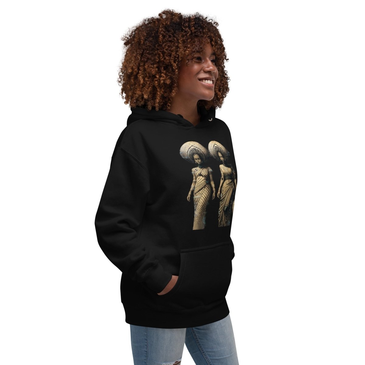 Afro - Futuristic Glitch Art Hoodie – Limited Drop – African Women Digital Design - Trendy