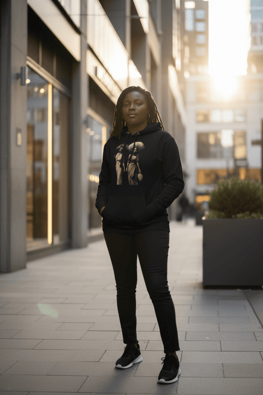 Afro - Futuristic Glitch Art Hoodie – Limited Drop – African Women Digital Design - Trendy