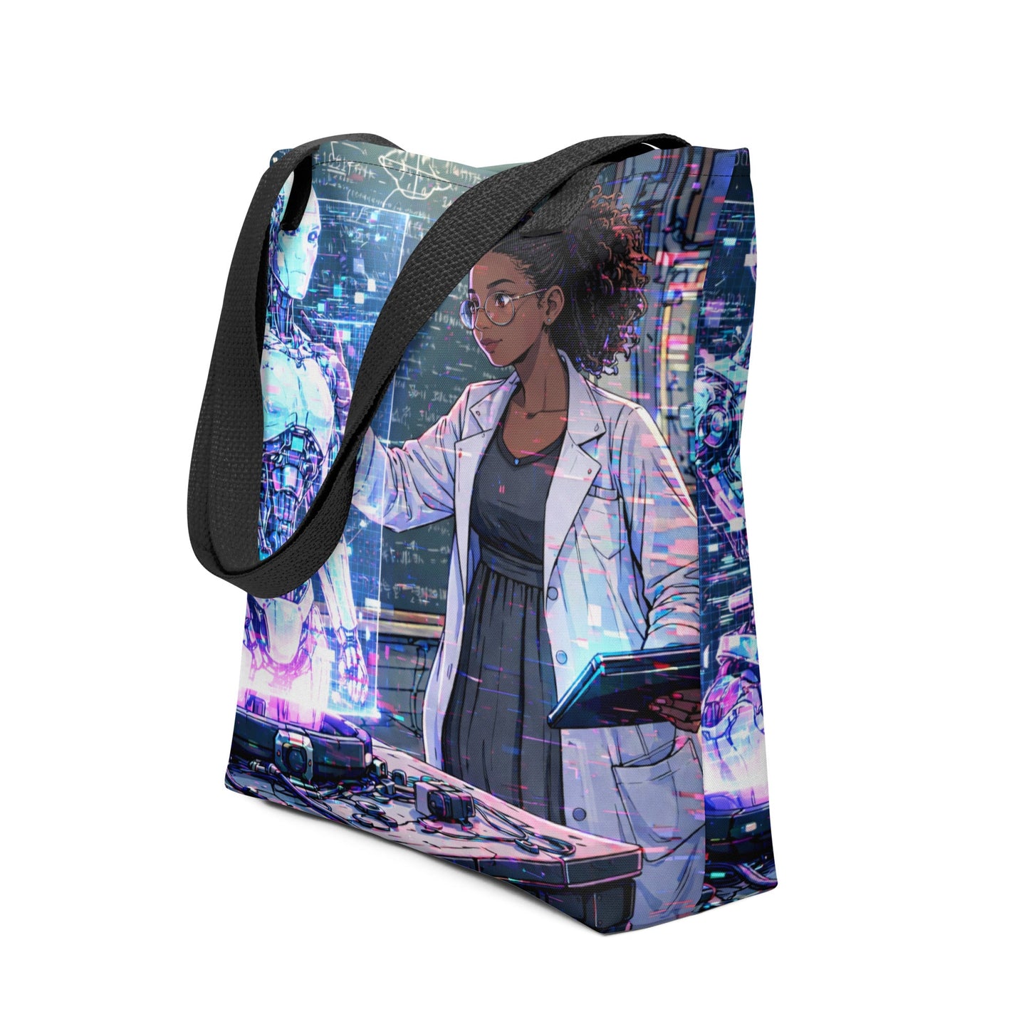 Glitched Genius Tote Bag – Limited Drop – Afrofuturism Black Women STEM Robotics Art
