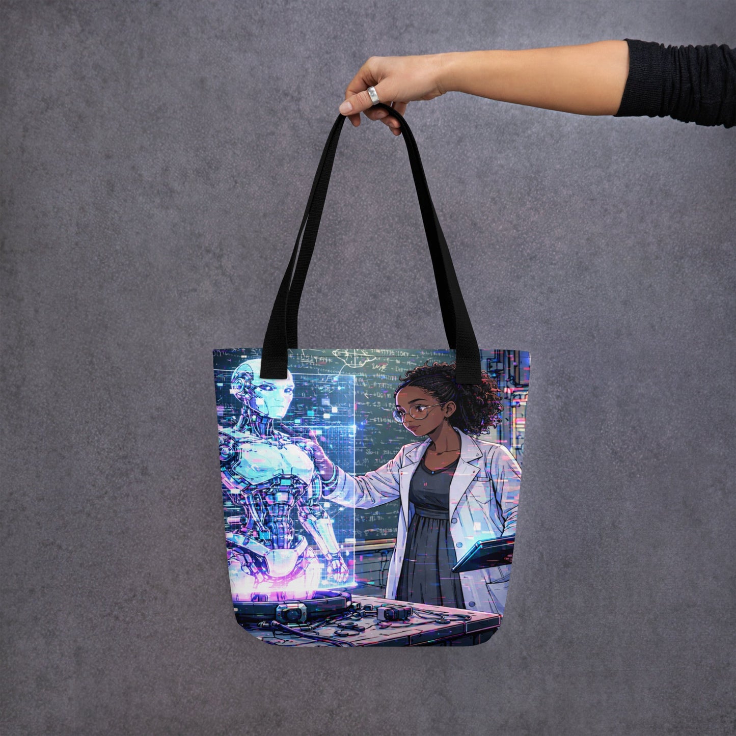 Glitched Genius Tote Bag – Limited Drop – Afrofuturism Black Women STEM Robotics Art