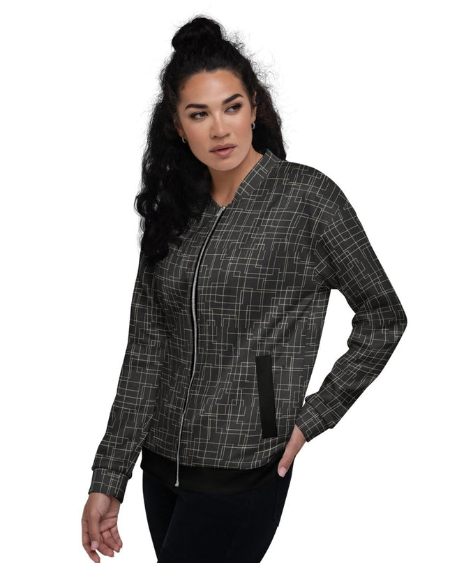 Architectural Silence Bomber Jacket – Limited Drop – Minimalist Brutalist Geometric All - Over Print Unisex - Trendy