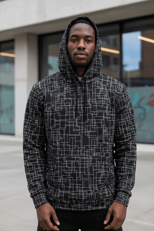 Architectural Silence Hoodie – Limited Drop – Minimalist Brutalist Geometric All - Over Print Unisex - Trendy