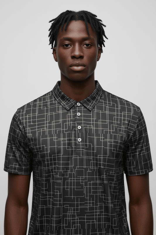 Architectural Silence Polo – Limited Drop – Minimalist Brutalist Geometric Slim Fit - Trendy