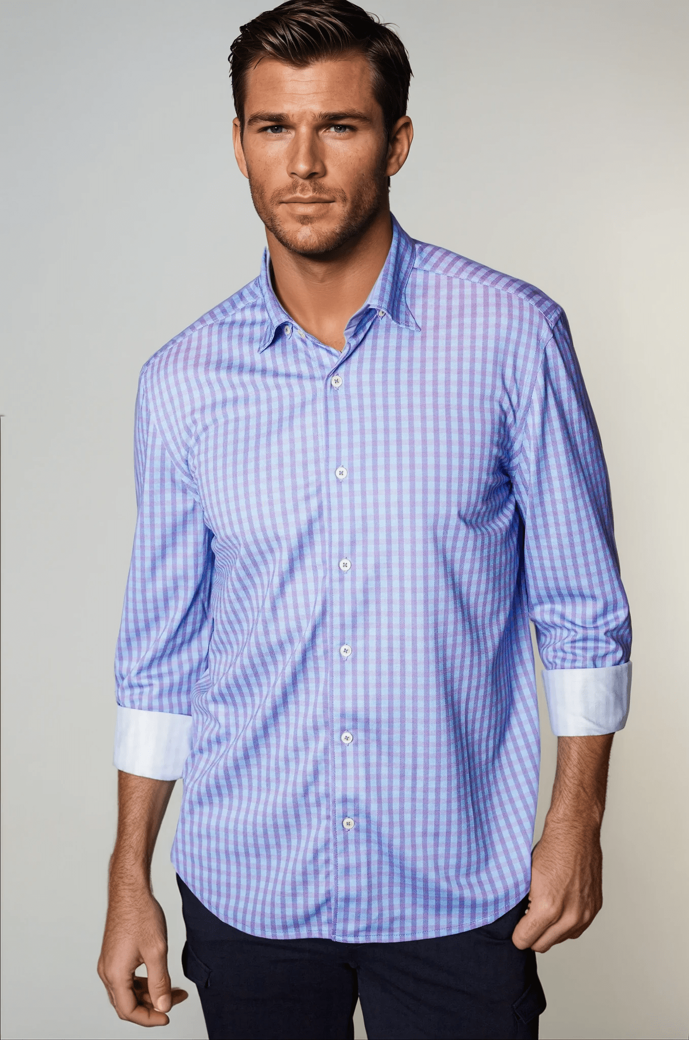 Avant Check Long Sleeve Tech Shirt - Trendy
