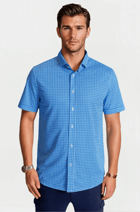 Bastille Check Short Sleeve Tech Shirt - Trendy