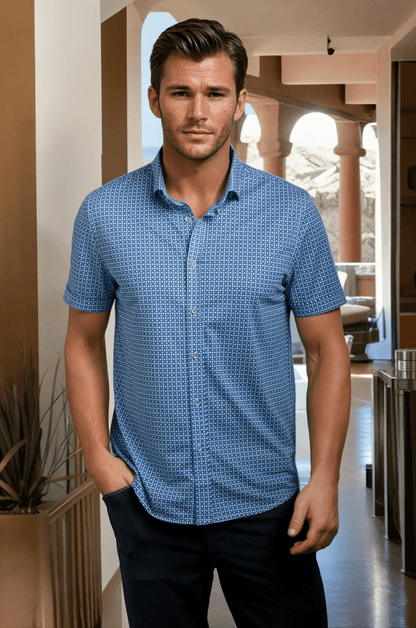Bastille Check Short Sleeve Tech Shirt - Trendy