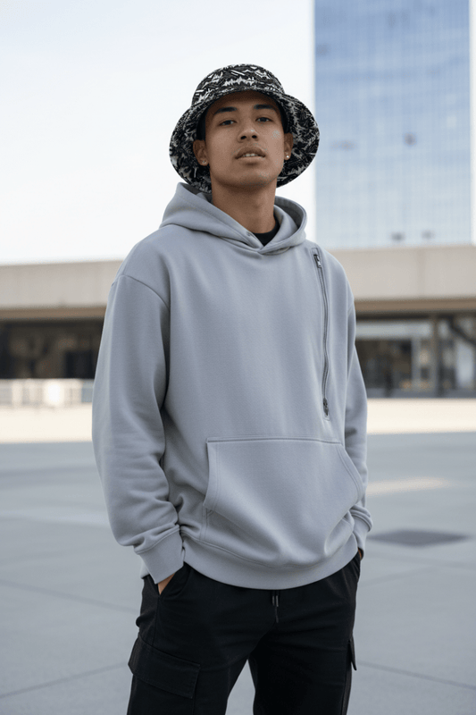 Glitch Soundwave Grid Reversible Bucket Hat – Limited Drop – Black White Neo - Futurist - Trendy