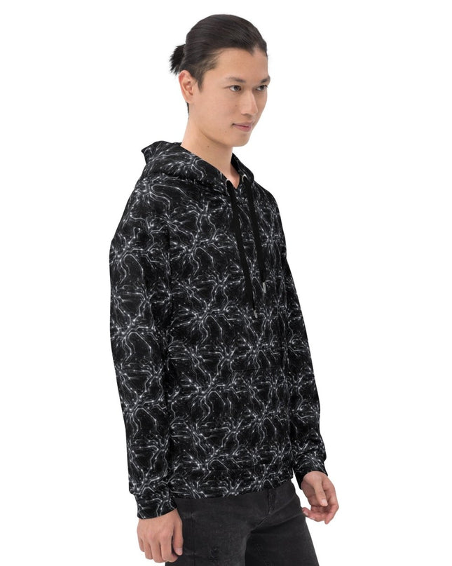 Glitched Circuitry Hoodie – Limited Drop – Black White Tech All - Over Print - Trendy