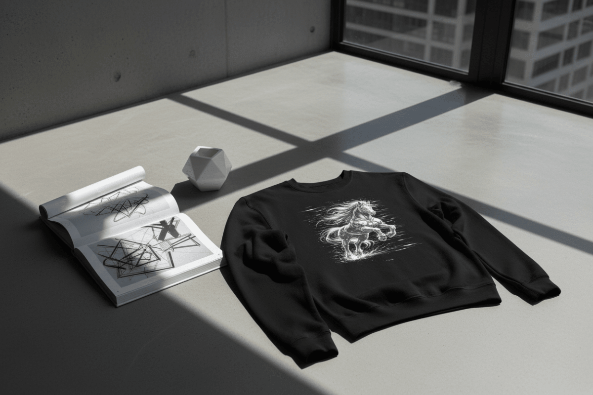 Glitched Gallop Sweatshirt – Limited Drop – Black White Cyberpunk Motion Unisex - Trendy