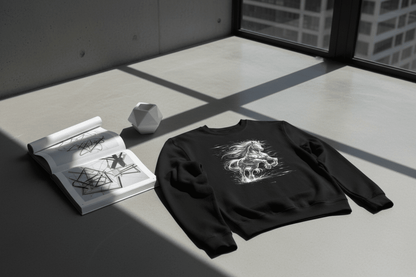 Glitched Gallop Sweatshirt – Limited Drop – Black White Cyberpunk Motion Unisex - Trendy