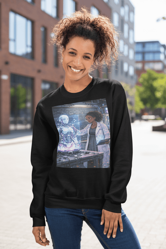 Glitched Genius Sweatshirt – Limited Drop – Afrofuturism Black Women STEM Robotics Art Unisex - Trendy