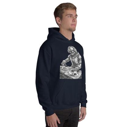 Glitched Robot DJ Hoodie – Limited Drop – Black White Cyberpunk DJ Music Unisex - Trendy