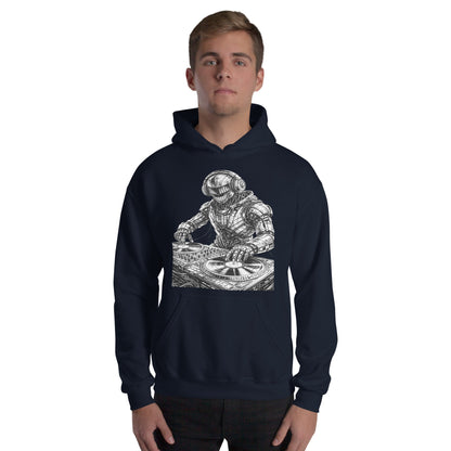 Glitched Robot DJ Hoodie – Limited Drop – Black White Cyberpunk DJ Music Unisex - Trendy
