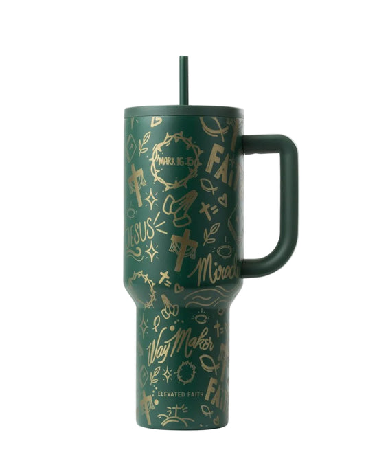 Green Allover Print 40 oz Ascend Tumbler - Trendy