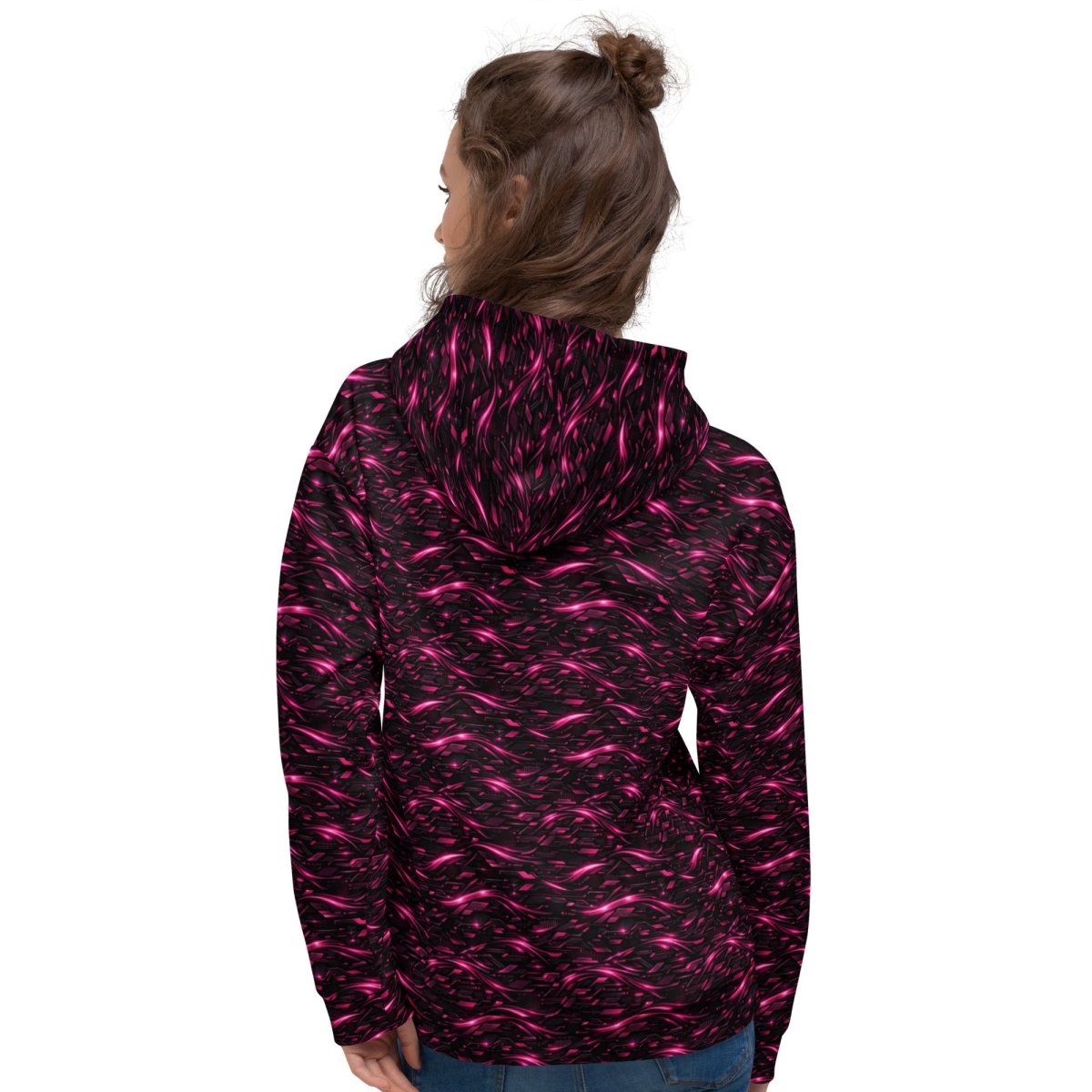 Neon Flux Pink Hoodie – Limited Drop – All - Over Print Neon Streetwear Hoodie - Trendy