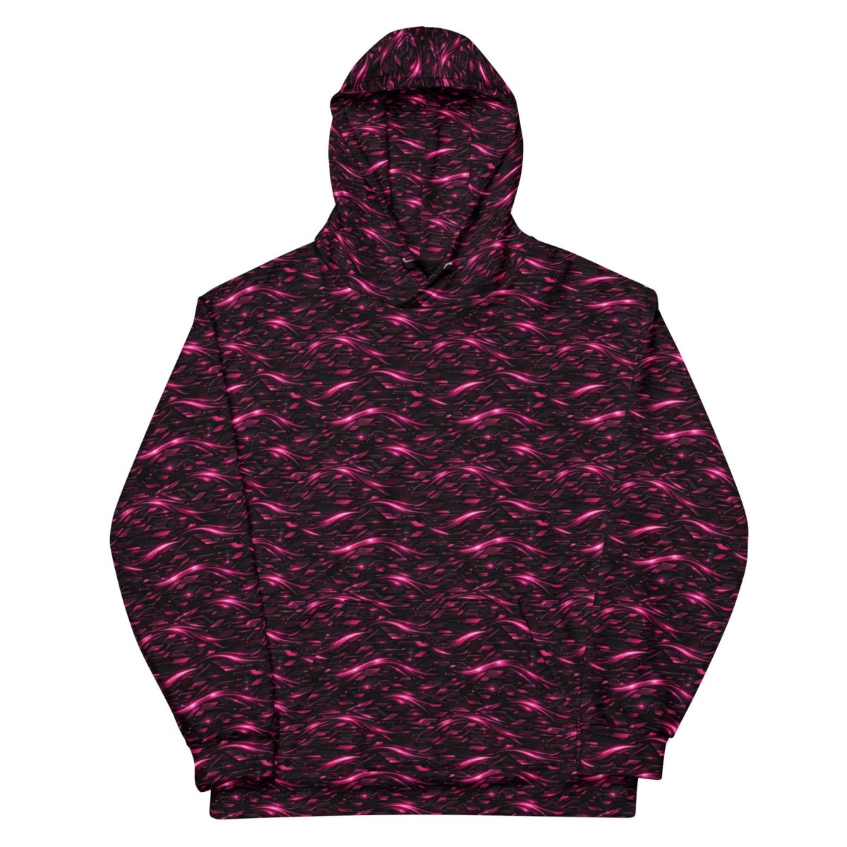 Neon Flux Pink Hoodie – Limited Drop – All - Over Print Neon Streetwear Hoodie - Trendy