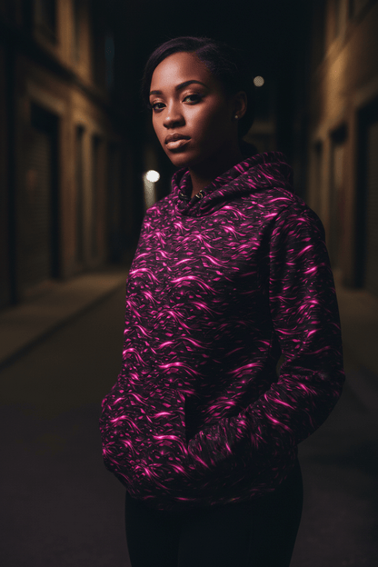 Neon Flux Pink Hoodie – Limited Drop – All - Over Print Neon Streetwear Hoodie - Trendy