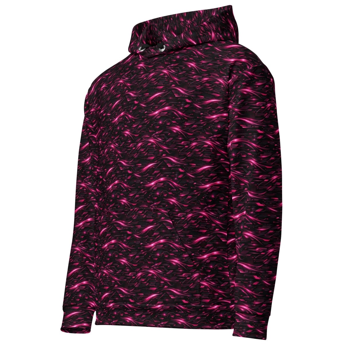 Neon Flux Pink Hoodie – Limited Drop – All - Over Print Neon Streetwear Hoodie - Trendy