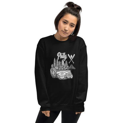 Philly Skyline Baseball Sweatshirt – Limited Drop – Philadelphia City Pride Line Art 6 Colors Unisex - Trendy