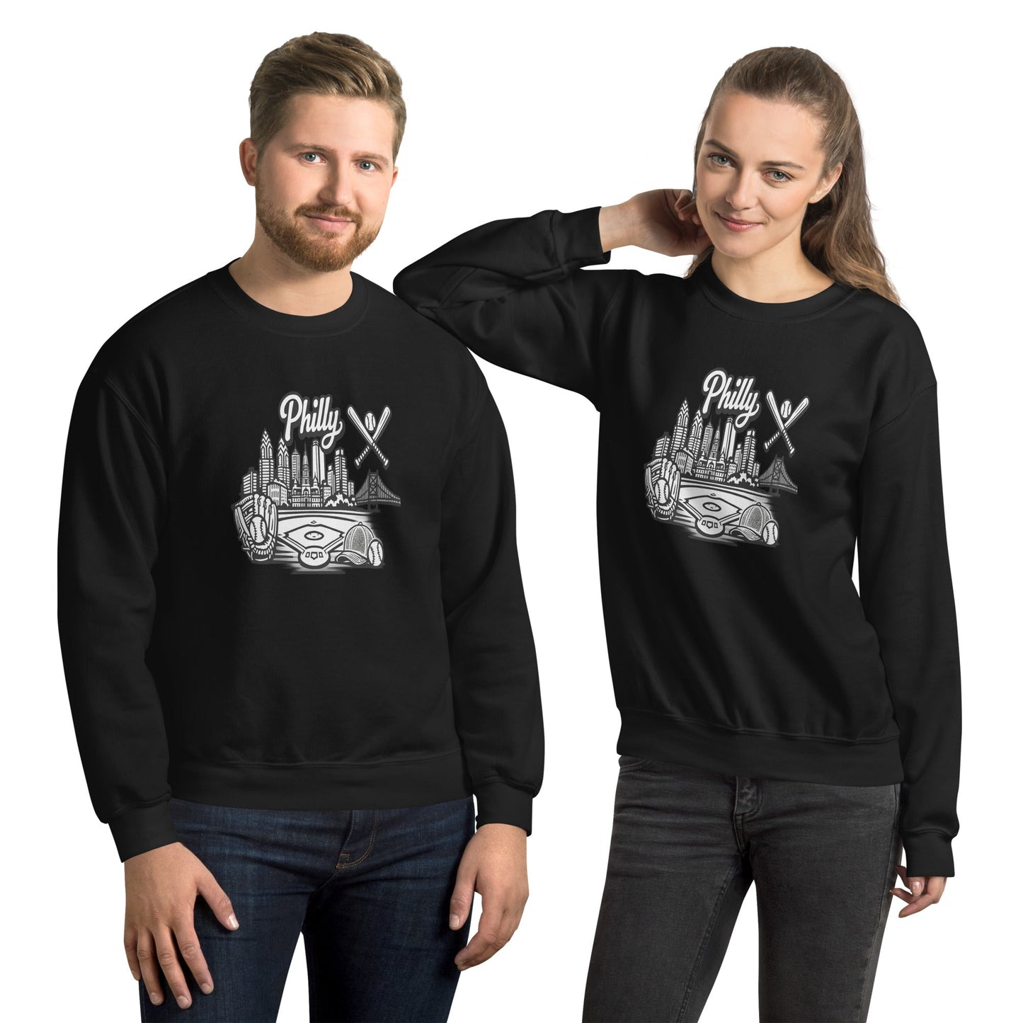 Philly Skyline Baseball Sweatshirt – Limited Drop – Philadelphia City Pride Line Art 6 Colors Unisex - Trendy