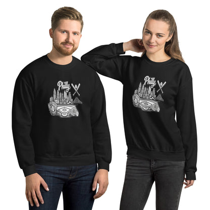 Philly Skyline Baseball Sweatshirt – Limited Drop – Philadelphia City Pride Line Art 6 Colors Unisex - Trendy