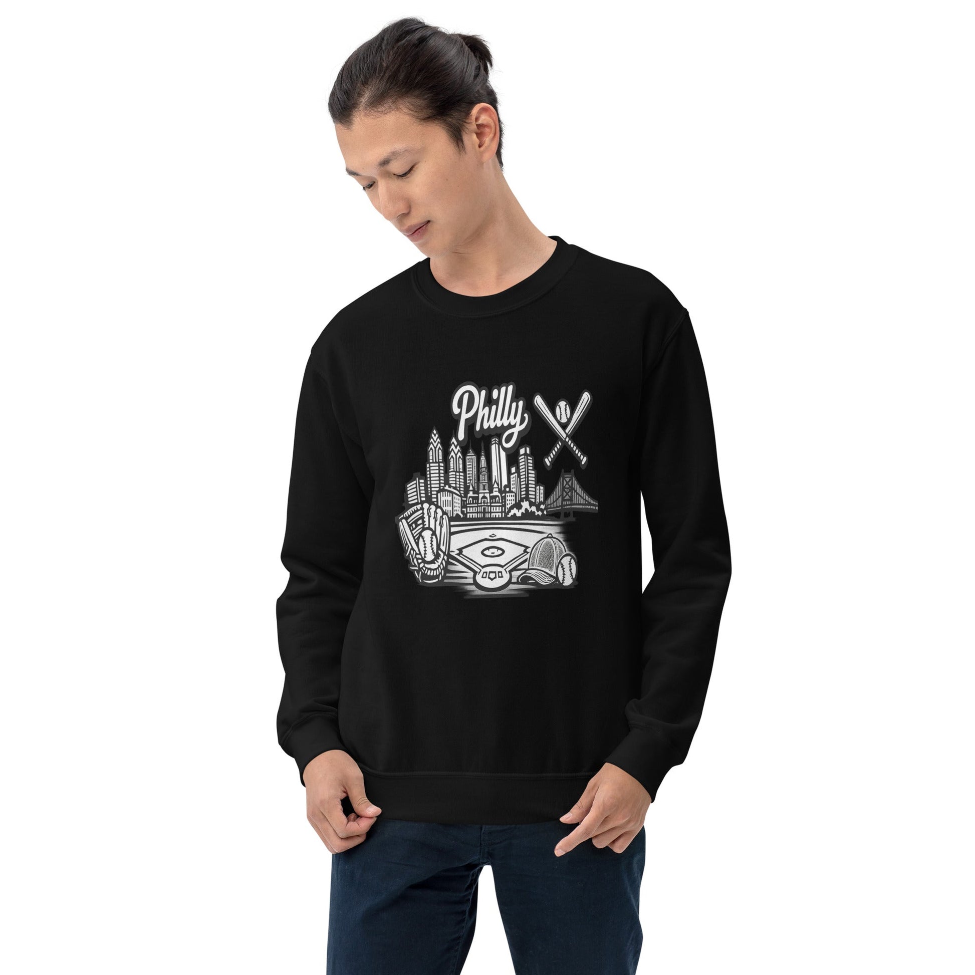 Philly Skyline Baseball Sweatshirt – Limited Drop – Philadelphia City Pride Line Art 6 Colors Unisex - Trendy