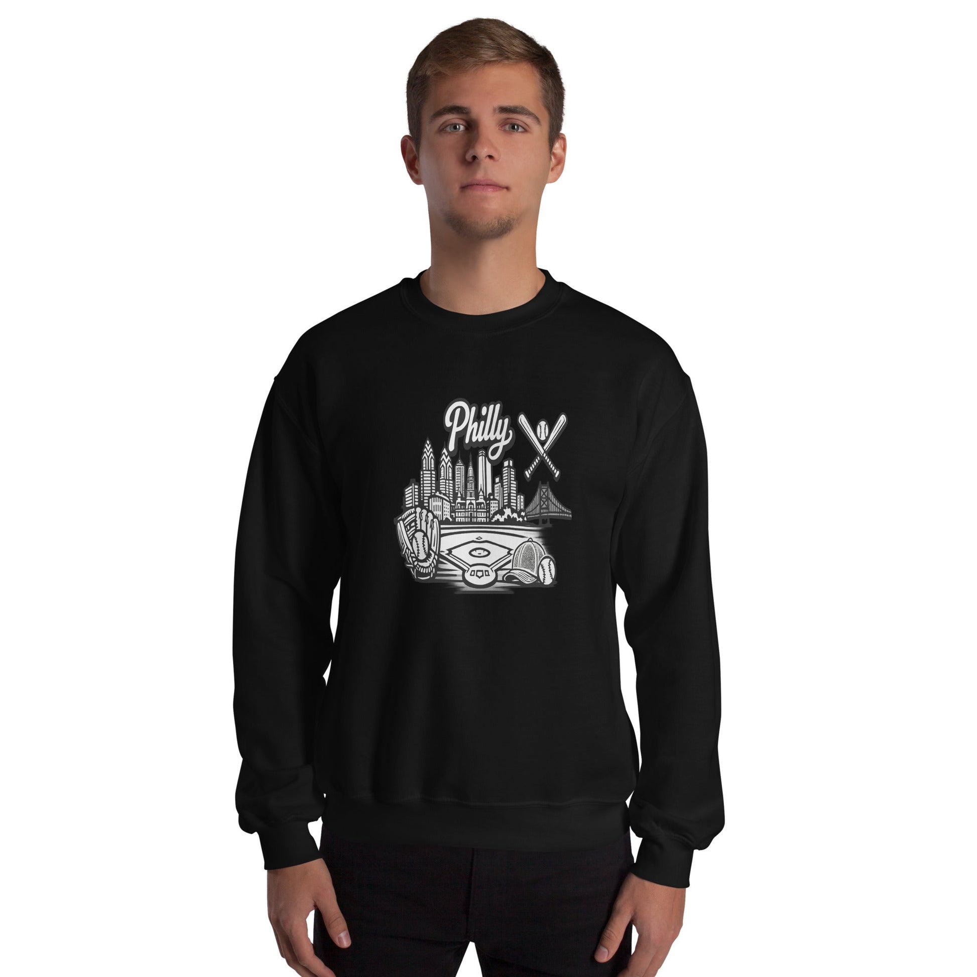 Philly Skyline Baseball Sweatshirt – Limited Drop – Philadelphia City Pride Line Art 6 Colors Unisex - Trendy
