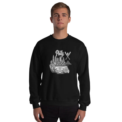 Philly Skyline Baseball Sweatshirt – Limited Drop – Philadelphia City Pride Line Art 6 Colors Unisex - Trendy