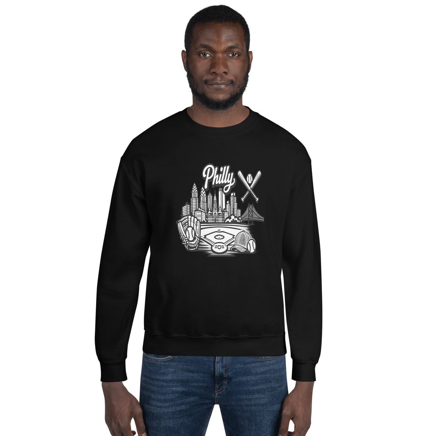 Philly Skyline Baseball Sweatshirt – Limited Drop – Philadelphia City Pride Line Art 6 Colors Unisex - Trendy