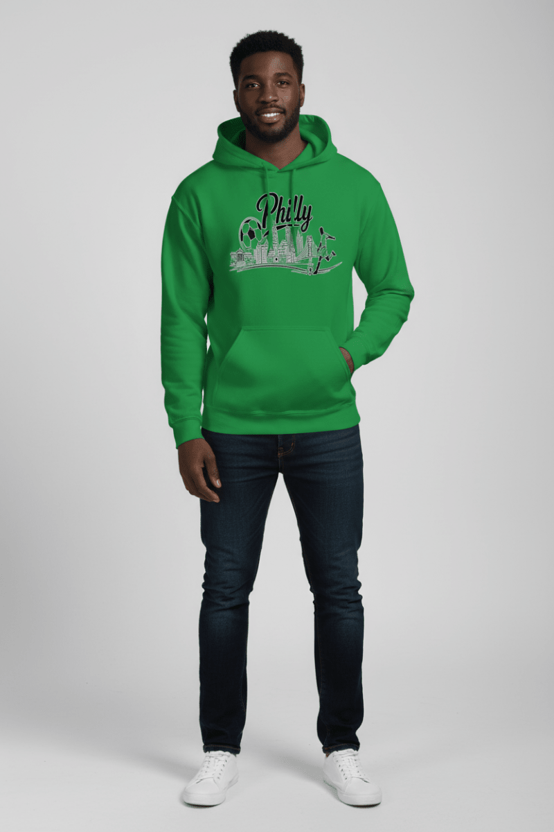 Philly Skyline Soccer Hoodie – Limited Drop – Philadelphia Soccer City Pride Line Art 6 Colors Unisex - Trendy