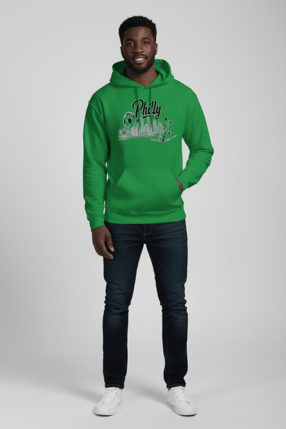 Philly Skyline Soccer Hoodie – Limited Drop – Philadelphia Soccer City Pride Line Art 6 Colors Unisex - Trendy