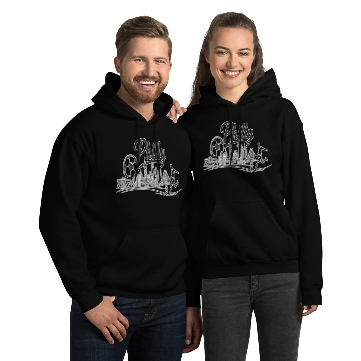 Philly Skyline Soccer Hoodie – Limited Drop – Philadelphia Soccer City Pride Line Art 6 Colors Unisex - Trendy