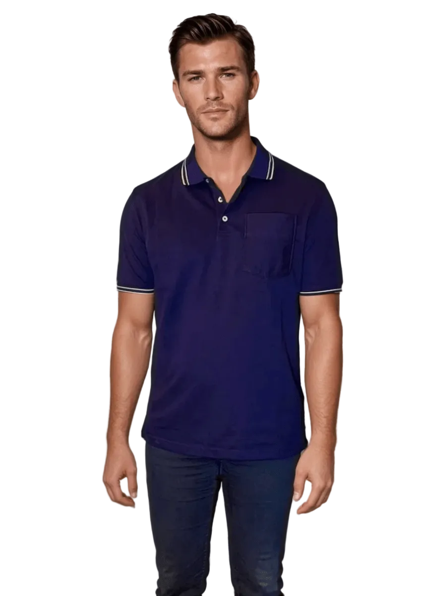 Pocket Polo Shirt - Navy - Trendy