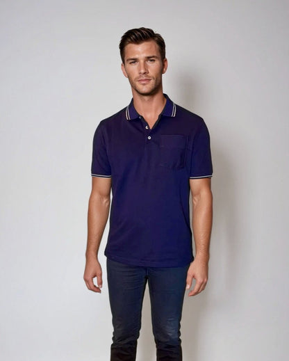 Pocket Polo Shirt - Navy - Trendy