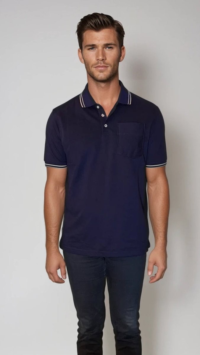 Pocket Polo Shirt - Navy - Trendy
