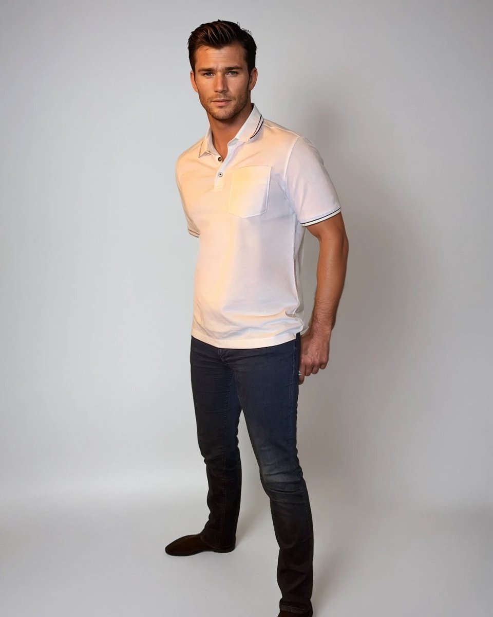 Pocket Polo Shirt - White - Trendy