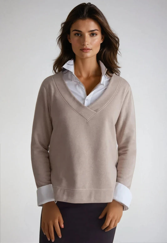 Power Vee 'Sweater' Sweatshirt - Camel - Trendy