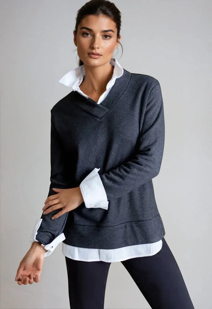 Power Vee 'Sweater' Sweatshirt - Charcoal Gray - Trendy