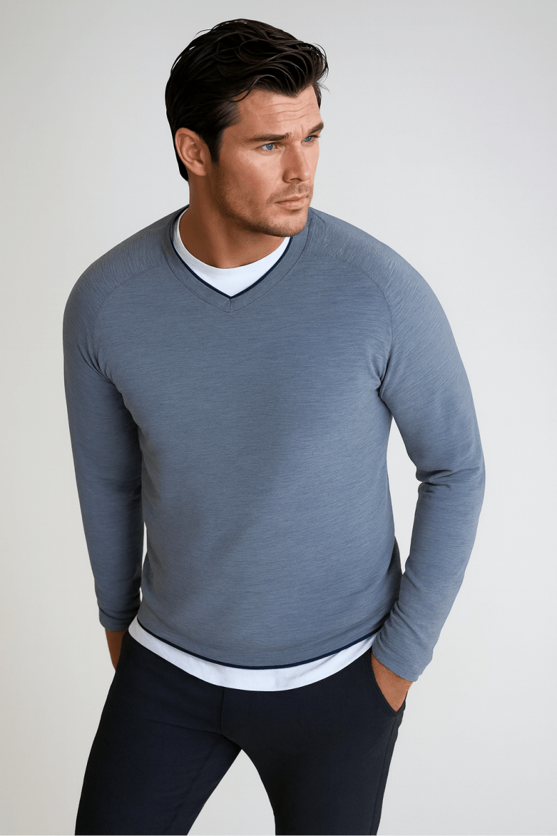 Seamless V - Neck Pullover Shirt - Trendy