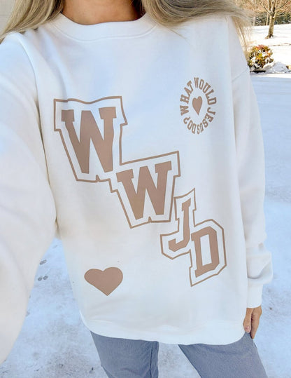 WWJD Varsity Unisex Crewneck - Trendy