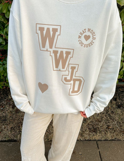 WWJD Varsity Unisex Crewneck - Trendy