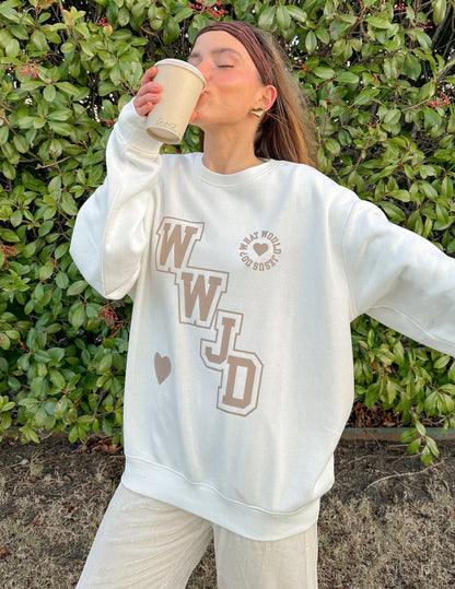 WWJD Varsity Unisex Crewneck - Trendy